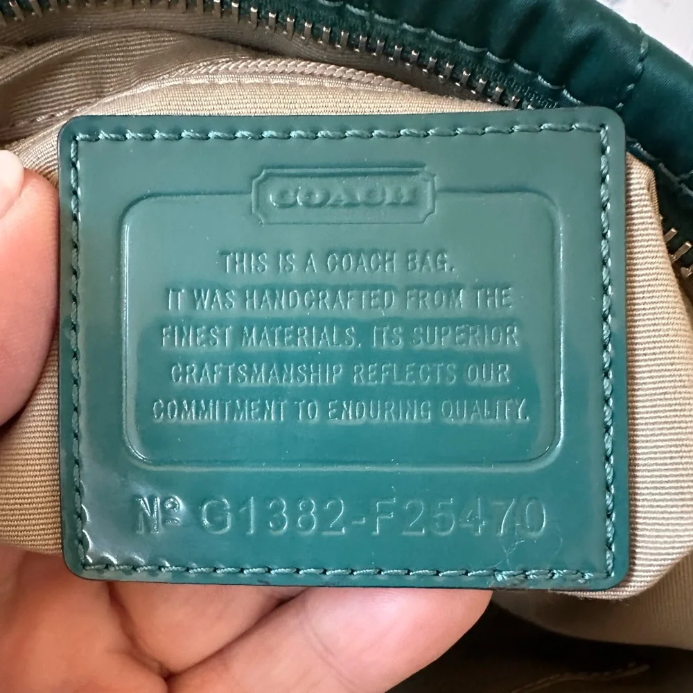 Coach Emerald Satin Tote with Circle Sequin Pattern - Picture 16 of 16